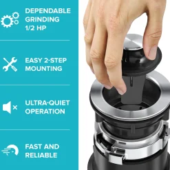 Online WasteGuard High-Speed 1/2 HP Continuous Feed Ultra-Quiet Motor Garbage Disposal Garbage Disposals & Parts