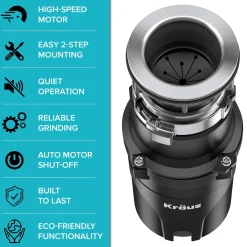 Outlet WasteGuard High-Speed 1/3 HP Continuous Feed Ultra-Quiet Motor Garbage Disposal Garbage Disposals & Parts
