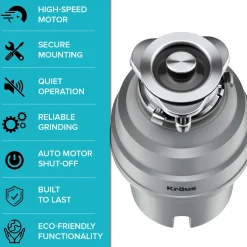 Outlet WasteGuard High-Speed 1 HP Continuous Feed Ultra-Quie Garbage Disposal with Power Cord - Flange Included Garbage Disposals & Parts