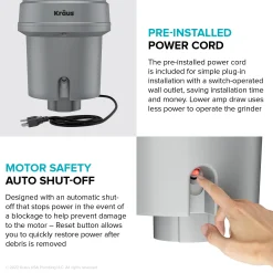 Outlet WasteGuard High-Speed 1 HP Continuous Feed Ultra-Quie Garbage Disposal with Power Cord - Flange Included Garbage Disposals & Parts