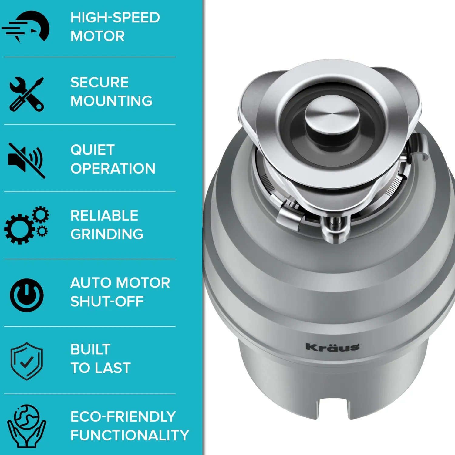 Online WasteGuard High-Speed 3/4 HP Continuous Feed Ultra-Quiet Garbage Disposal with Power Cord - Flange Included Garbage Disposals & Parts