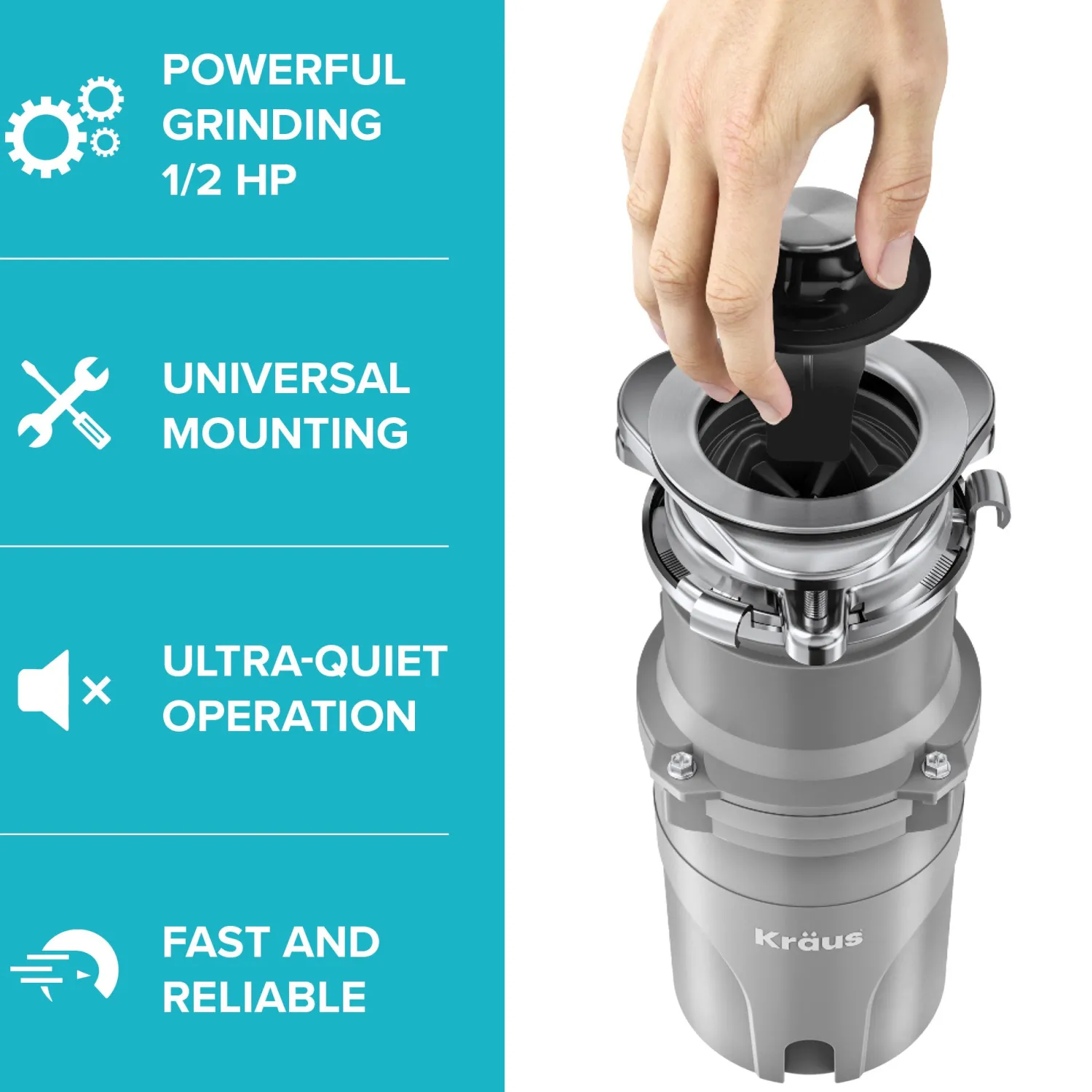 Online WasteGuard High-Speed Ultra Quiet 1/2 HP Continuous Feed Garbage Disposal Garbage Disposals & Parts