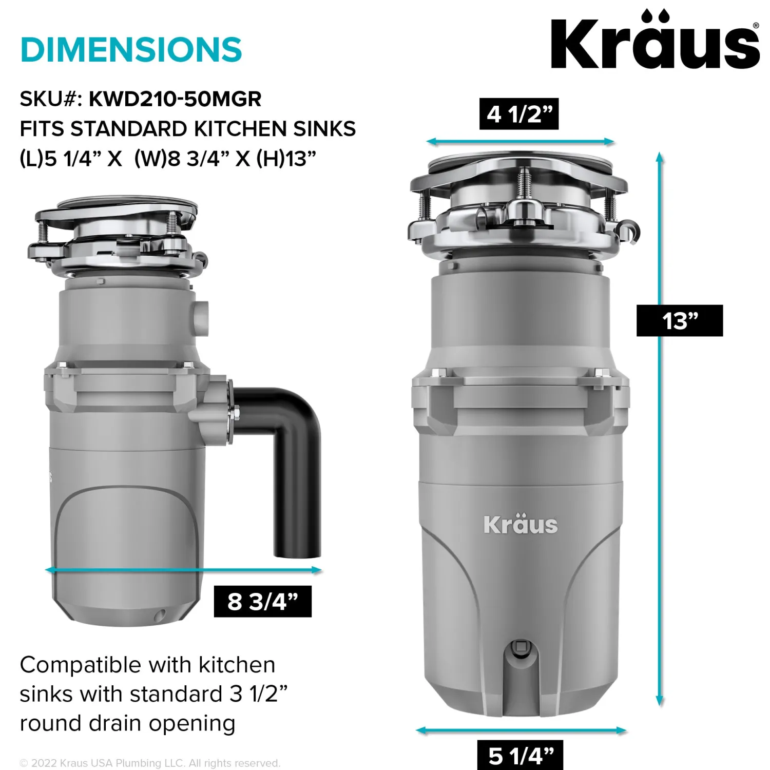 Online WasteGuard High-Speed Ultra Quiet 1/2 HP Continuous Feed Garbage Disposal Garbage Disposals & Parts