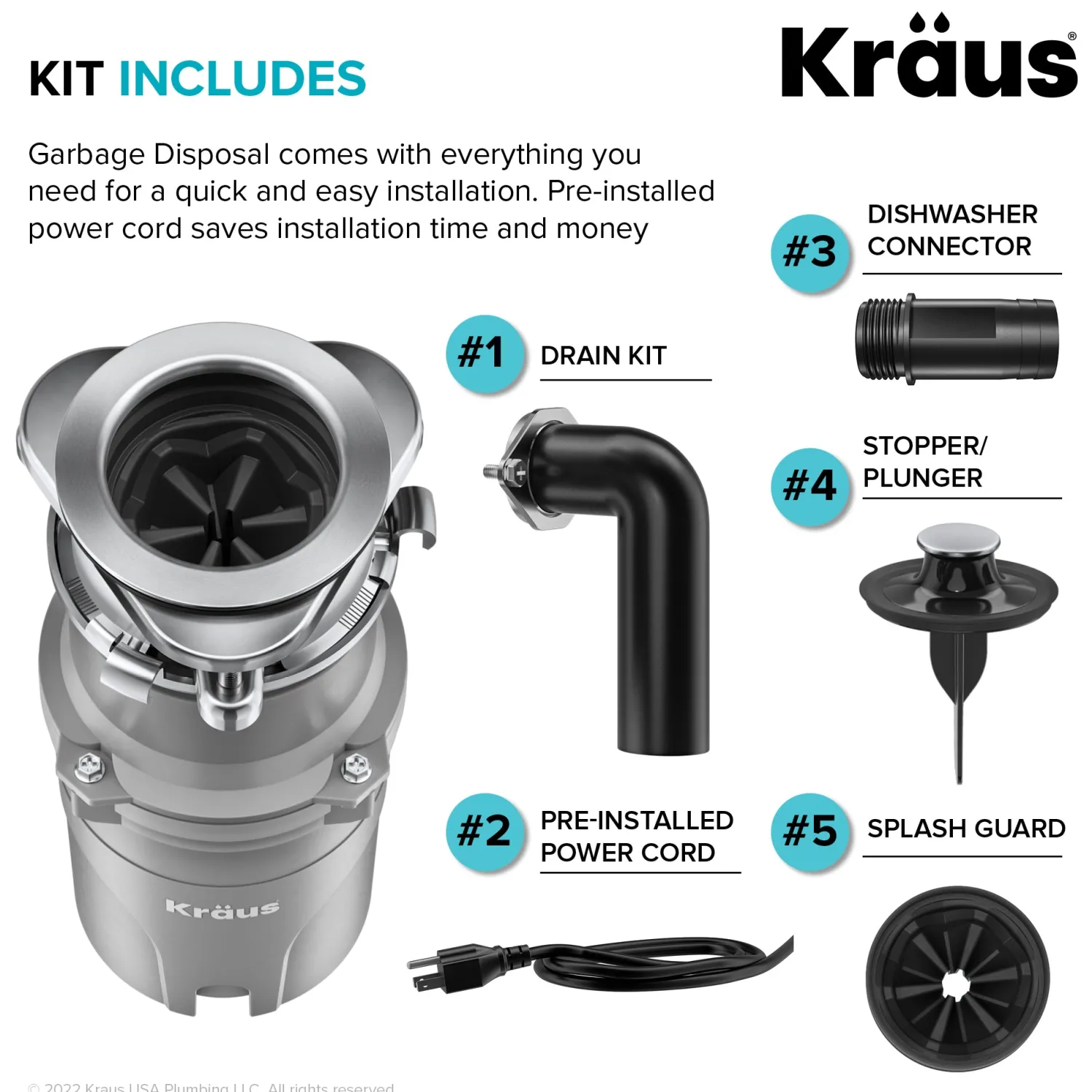 Online WasteGuard High-Speed Ultra Quiet 1/2 HP Continuous Feed Garbage Disposal Garbage Disposals & Parts