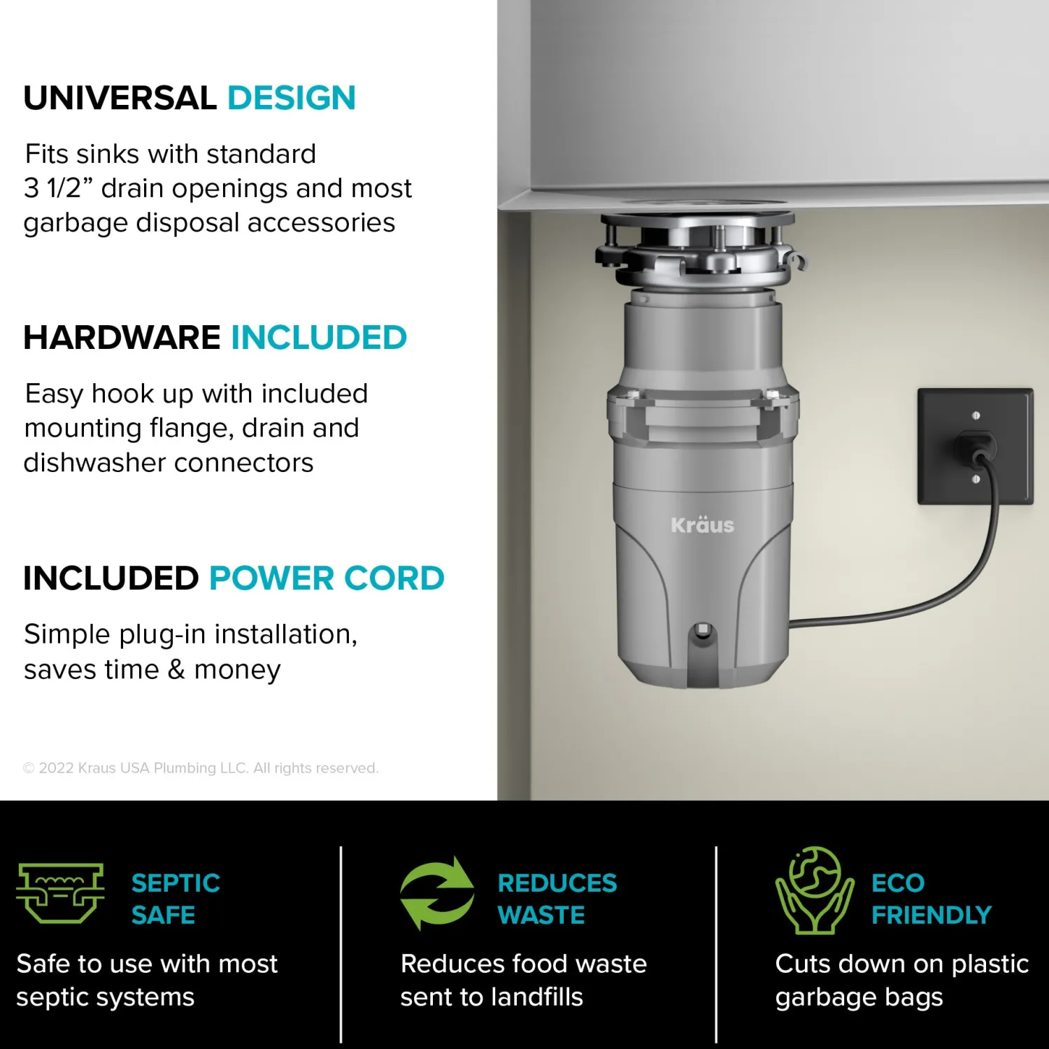 Online WasteGuard High-Speed Ultra Quiet 1/2 HP Continuous Feed Garbage Disposal Garbage Disposals & Parts