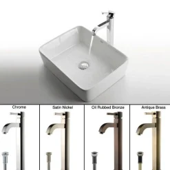 Discount White Rectangular Ceramic Sink and Ramus Faucet Sink And Faucet Combos|Above Counter / Vessel Sinks