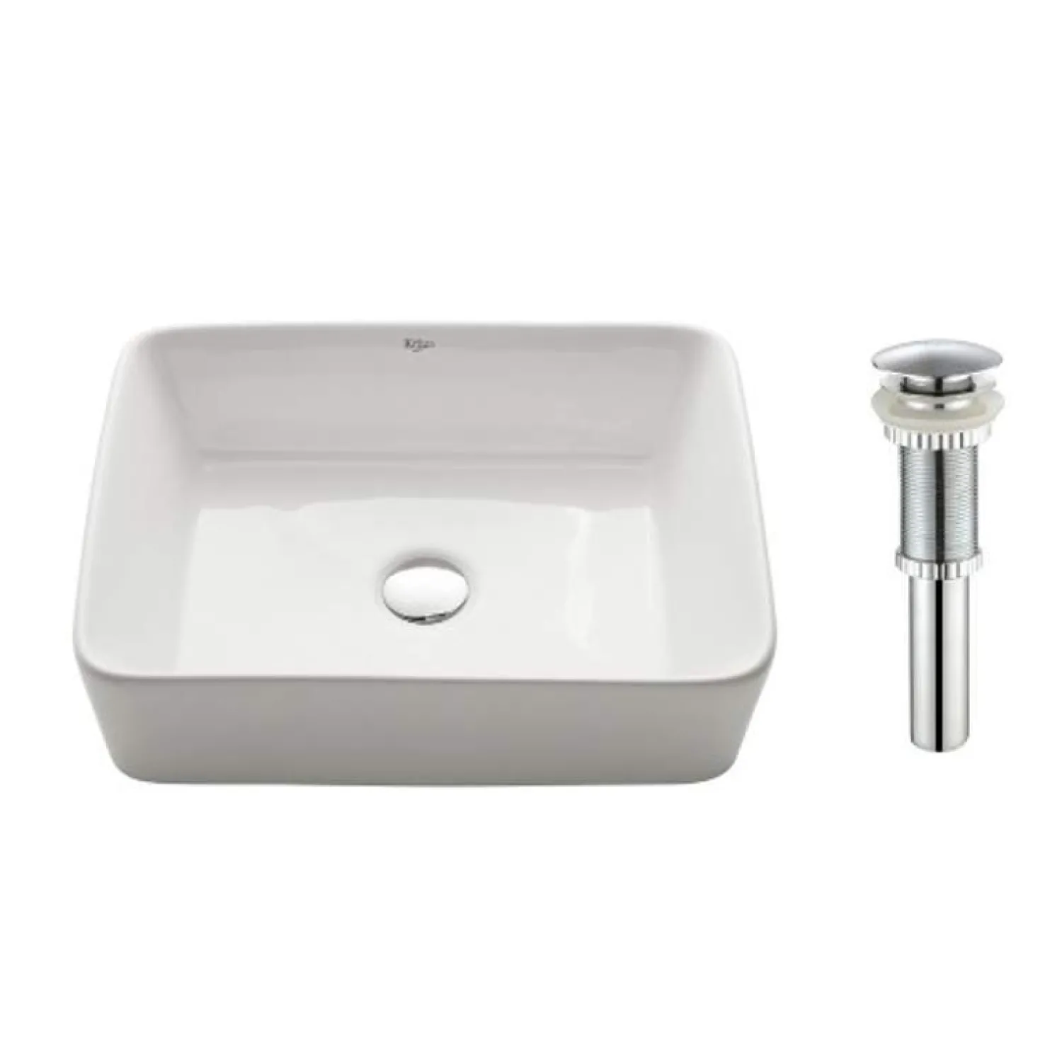 Online White Rectangular Ceramic Bathroom Sink with Pop Up Drain Above Counter / Vessel Sinks