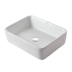 Online White Rectangular Ceramic Bathroom Sink with Pop Up Drain Above Counter / Vessel Sinks