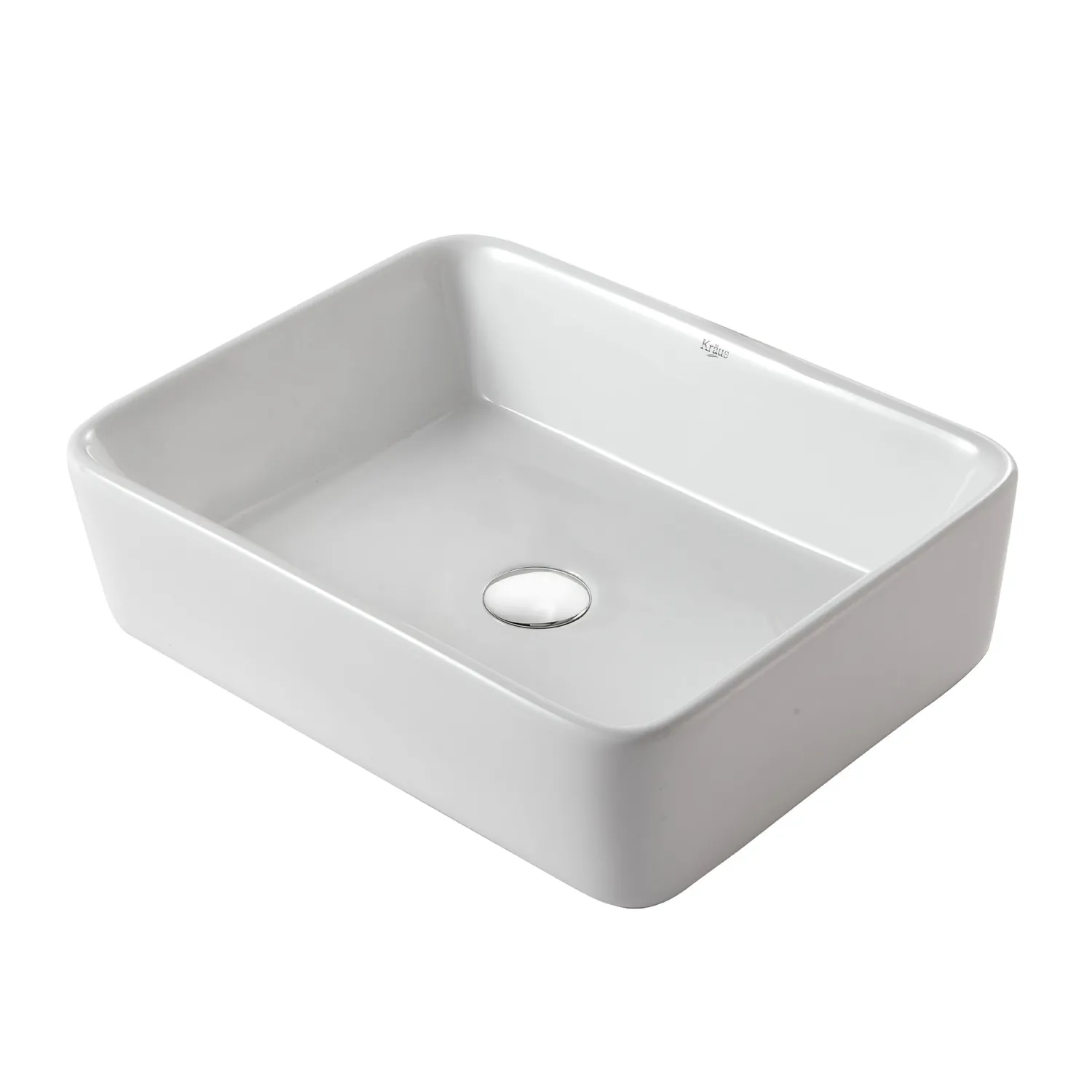 Online White Rectangular Ceramic Bathroom Sink with Pop Up Drain Above Counter / Vessel Sinks
