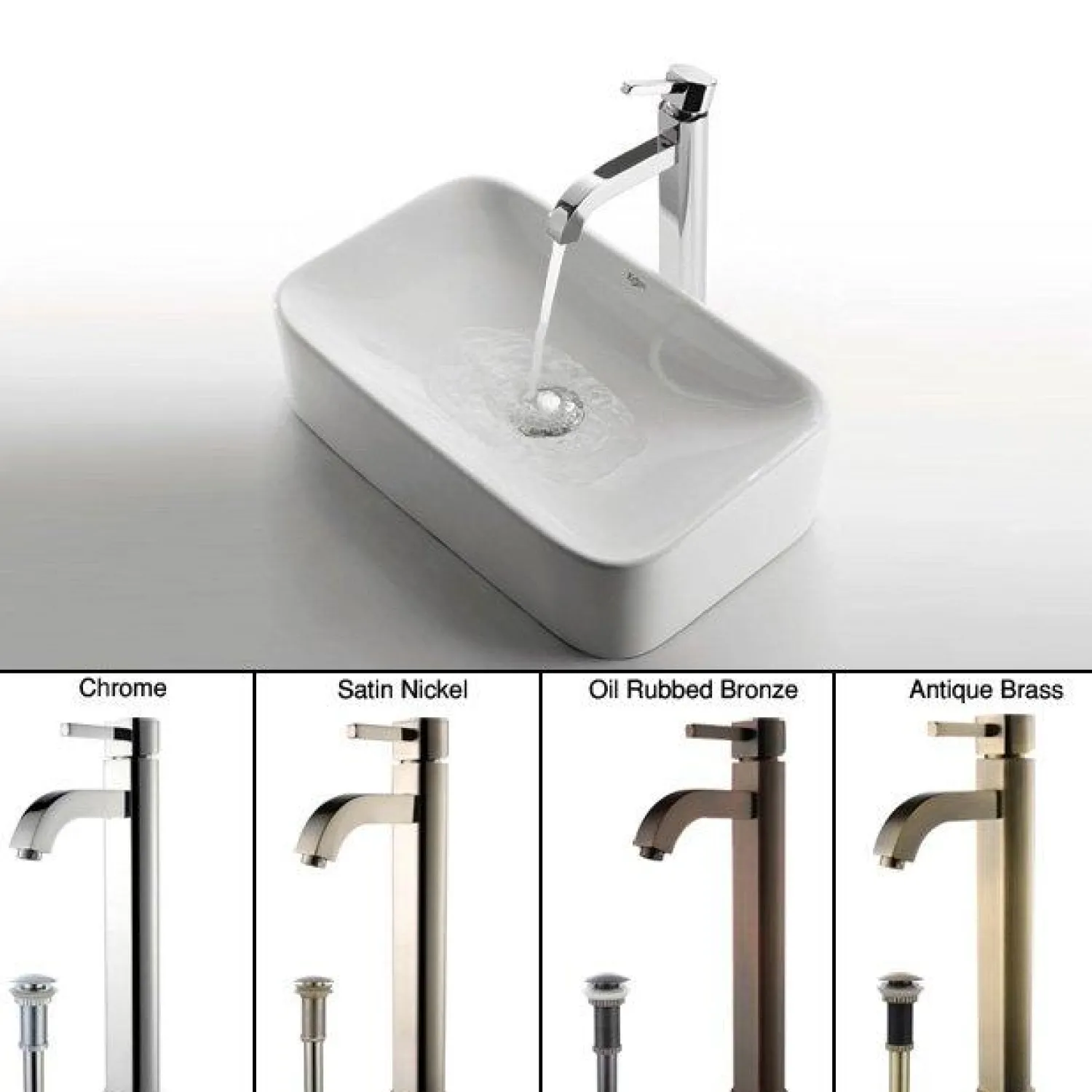 Clearance White Rectangular Ceramic Sink and Ramus Faucet Sink And Faucet Combos|Above Counter / Vessel Sinks