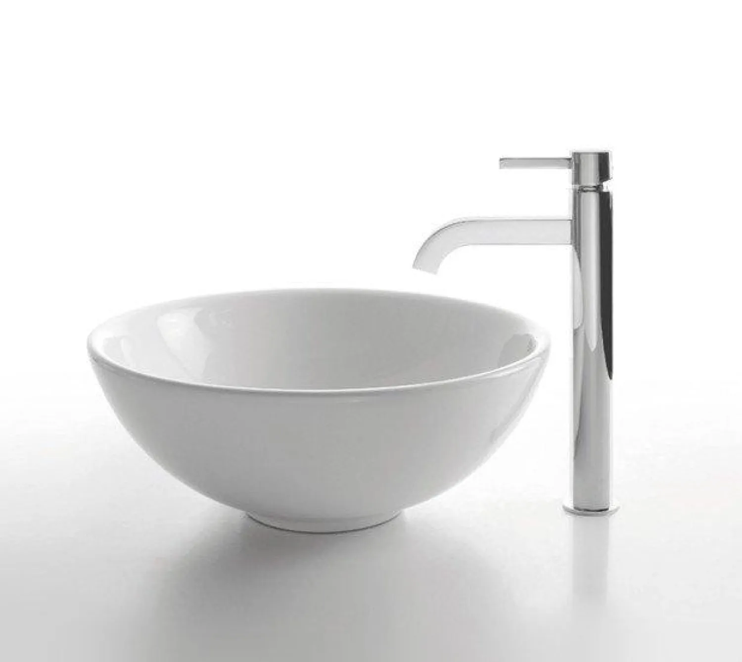 Online White Round Ceramic Sink and Ramus Faucet Sink And Faucet Combos|Above Counter / Vessel Sinks