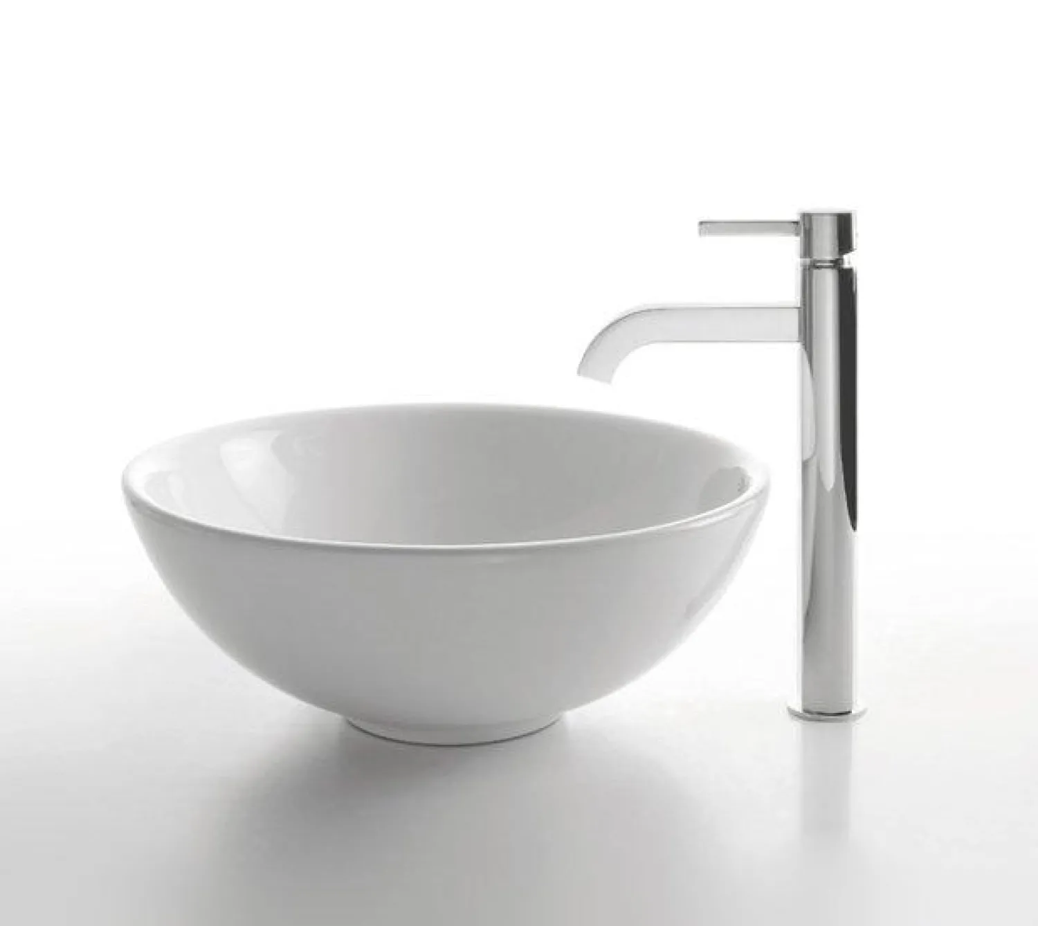 Online White Round Ceramic Sink and Ramus Faucet Sink And Faucet Combos|Above Counter / Vessel Sinks