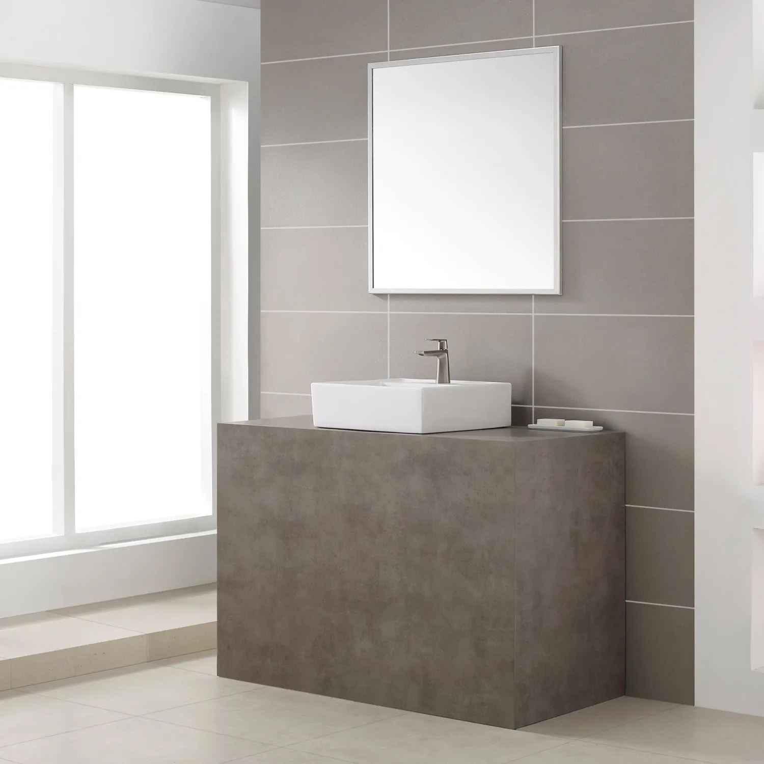 Sale White Square Ceramic Bathroom Sink and Pop Up Drain with Overflow Above Counter / Vessel Sinks