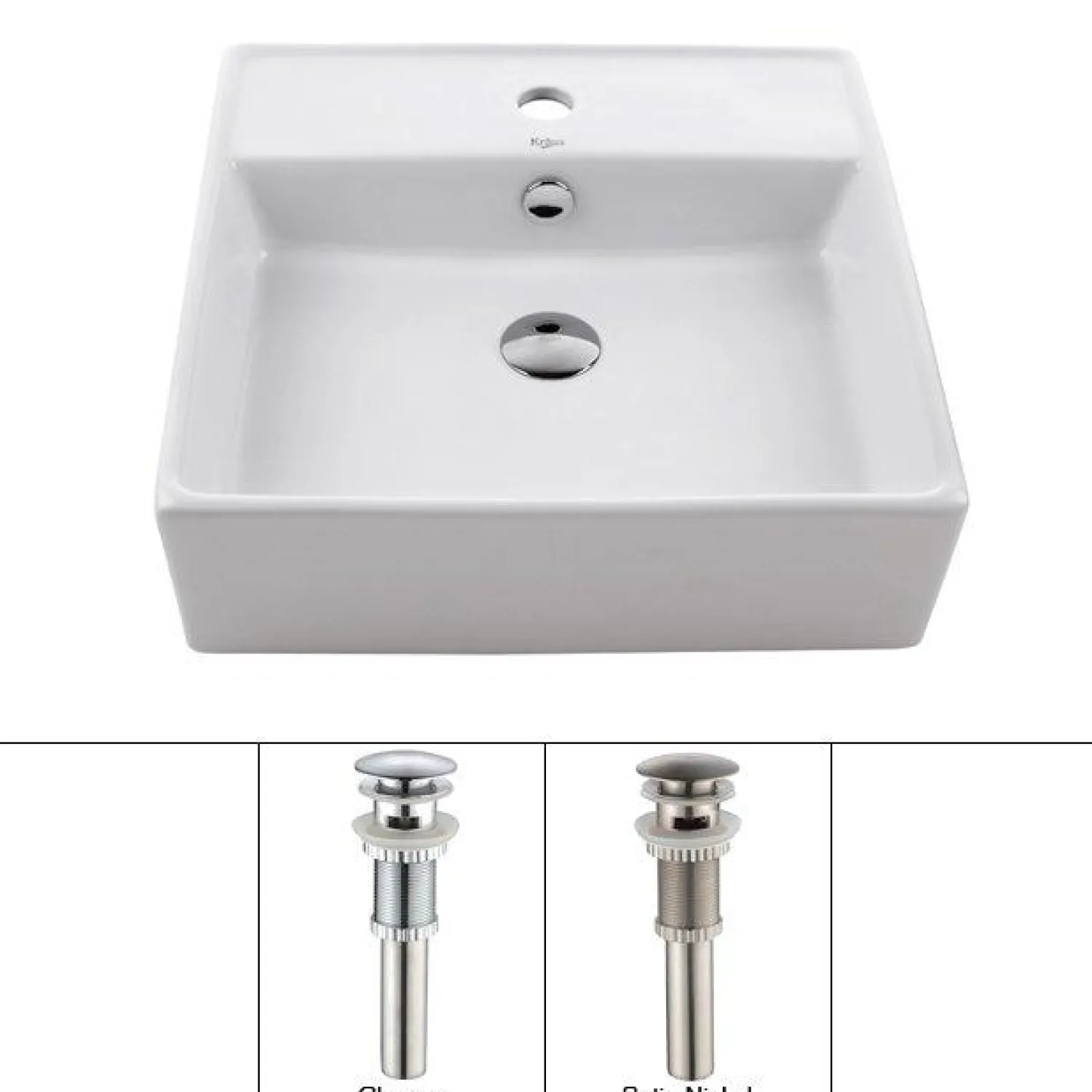 Sale White Square Ceramic Bathroom Sink and Pop Up Drain with Overflow Above Counter / Vessel Sinks