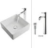 New White Square Ceramic Sink and Ramus Faucet Sink And Faucet Combos|Above Counter / Vessel Sinks