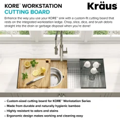 Online Workstation Kitchen Sink 16" Solid Bamboo Cutting Board Cutting Boards