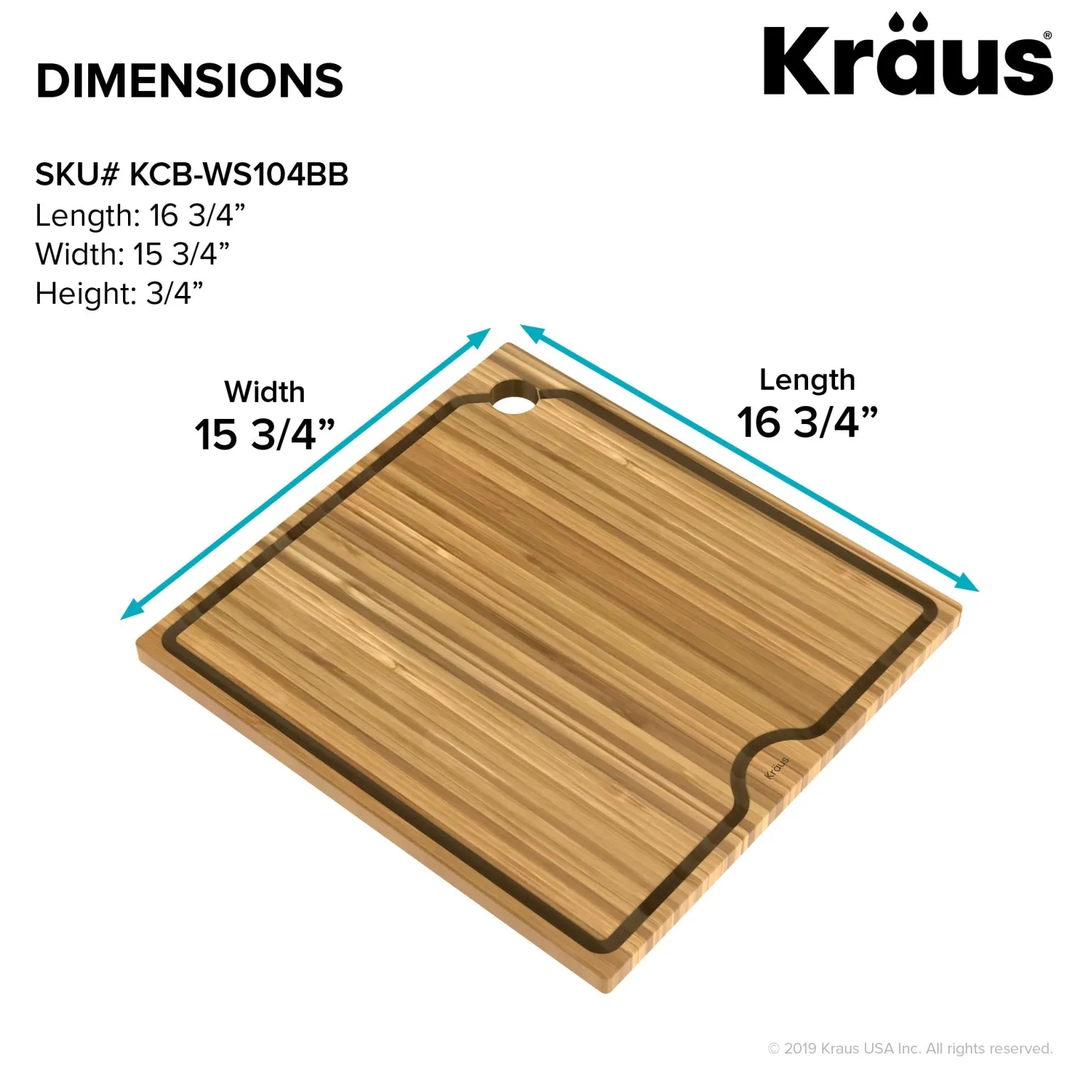 Online Workstation Kitchen Sink 16" Solid Bamboo Cutting Board Cutting Boards