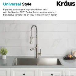 Discount 33 x 22 inch Standart PRO Drop-In 16 Gauge Double Bowl 2-Hole Stainless Steel Kitchen Sink Drop-In / Top Mount Sinks|Stainless Steel Sinks