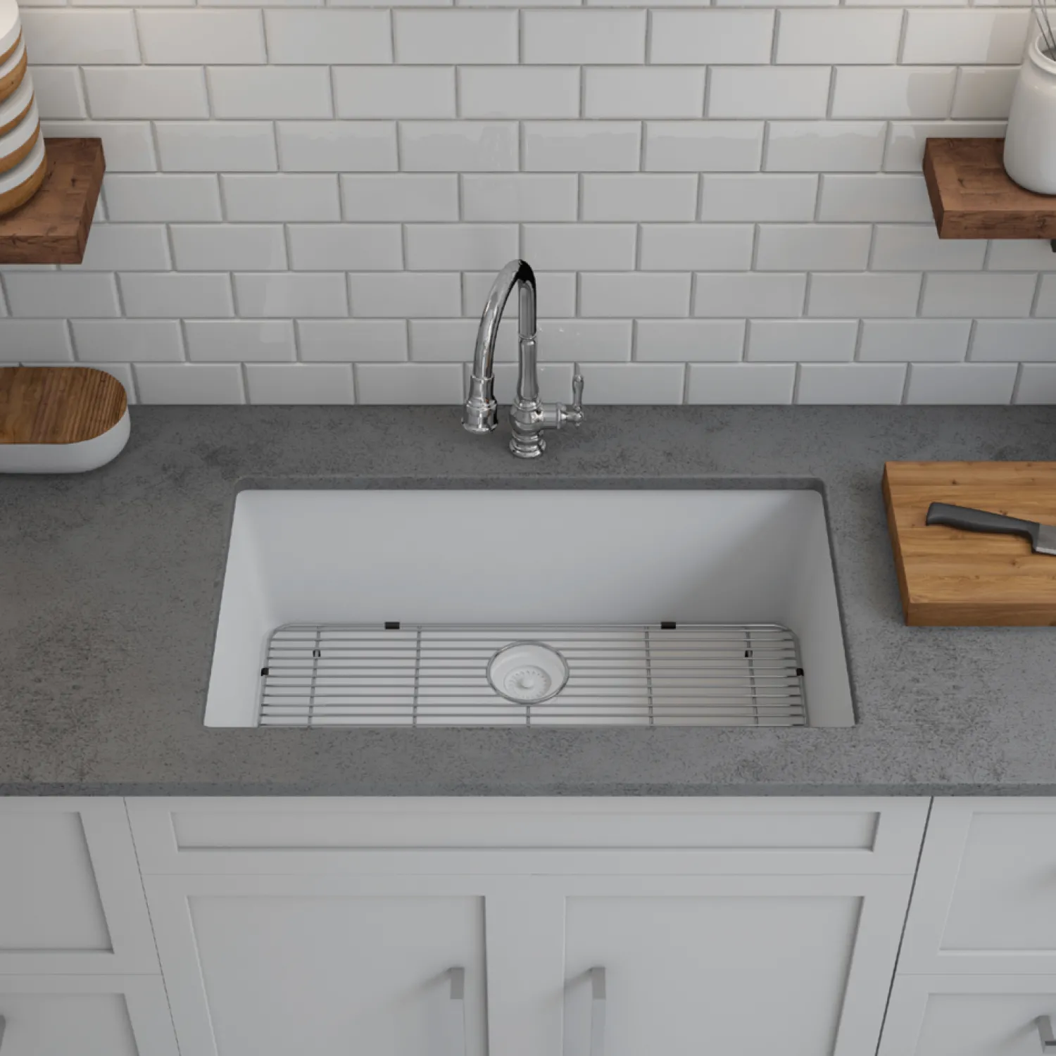 Discount Large 32" Single Bowl Composite Sink Drop-In / Top Mount Sinks|Single Bowl Sinks