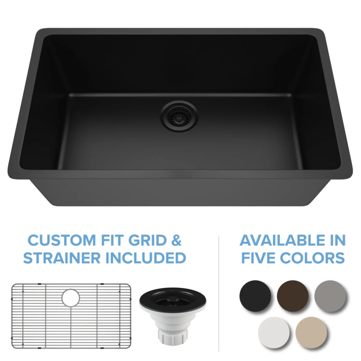 Discount Large 32" Single Bowl Composite Sink Drop-In / Top Mount Sinks|Single Bowl Sinks