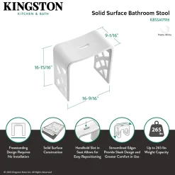 Outlet Lattice Side Bathroom Stool in Composite Matte White Shower Seats
