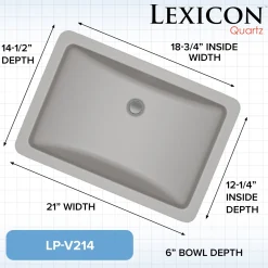 Best Platinum V214 Quartz Composite Rectangle Vanity Sink Undermount|Composite Sinks