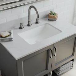 Best Platinum V214 Quartz Composite Rectangle Vanity Sink Undermount|Composite Sinks