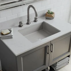 Hot Platinum V330 Quartz Composite Rectangle Vanity Sink Undermount|Composite Sinks