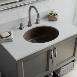 Online Platinum V210 Quartz Composite Oval Vanity Sink Undermount|Composite Sinks