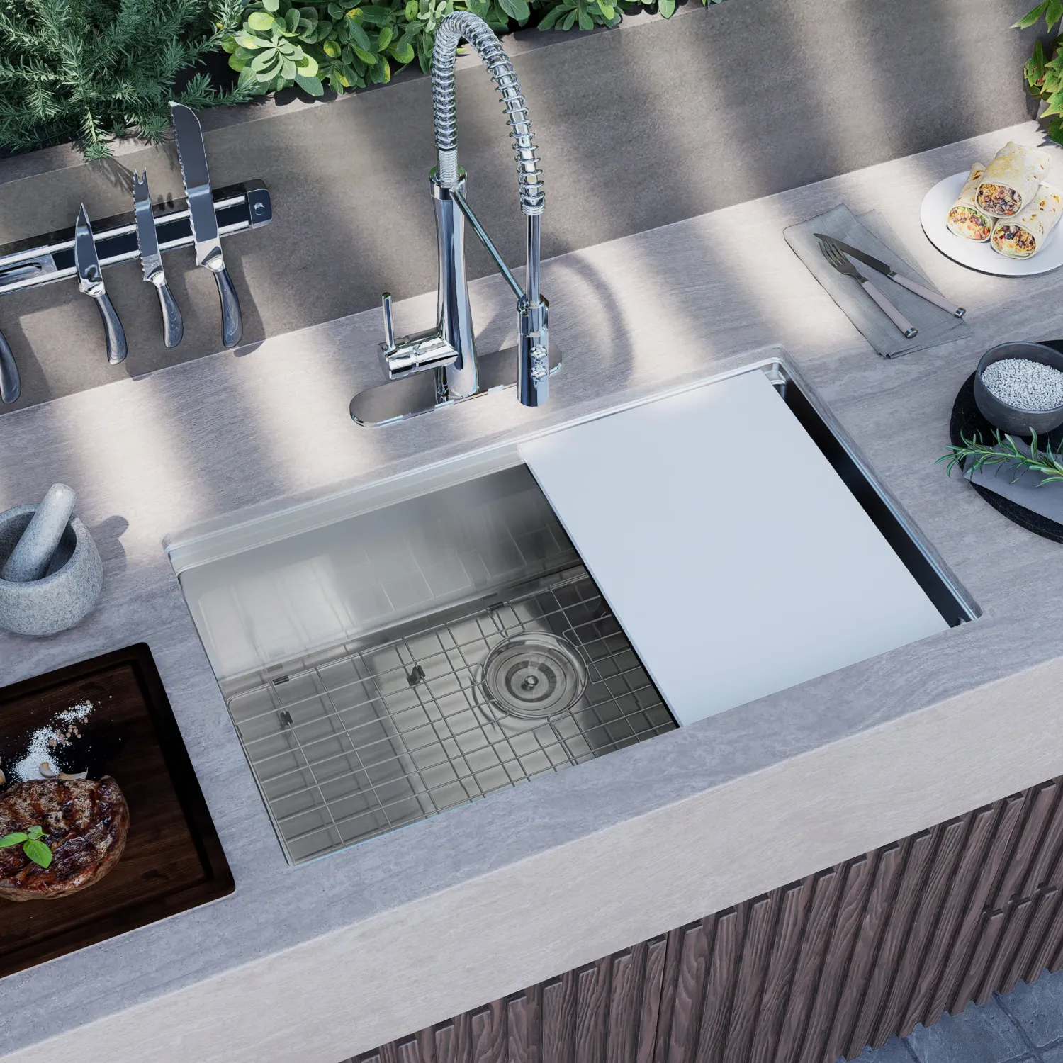 New 32" Marine-Grade Stainless Undermount Workstation Sink Outdoor Sinks & Accessories|Laundry Room Chevron Down Icon