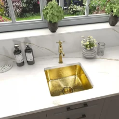 Sale Matte Finish Hammered Brass 17" Undermount Bar Sink Single Bowl Sinks|Undermount Sinks