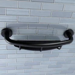 Best Meridian 18" Stainless Steel Grab Bar with Shelf in Matte Black Grab Bars