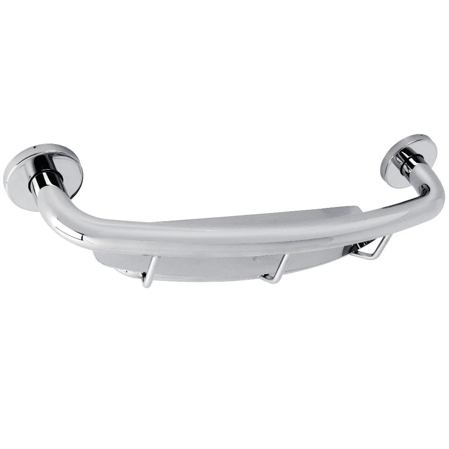 Discount Meridian 18" Stainless Steel Grab Bar with Shelf in Polished Chrome Grab Bars