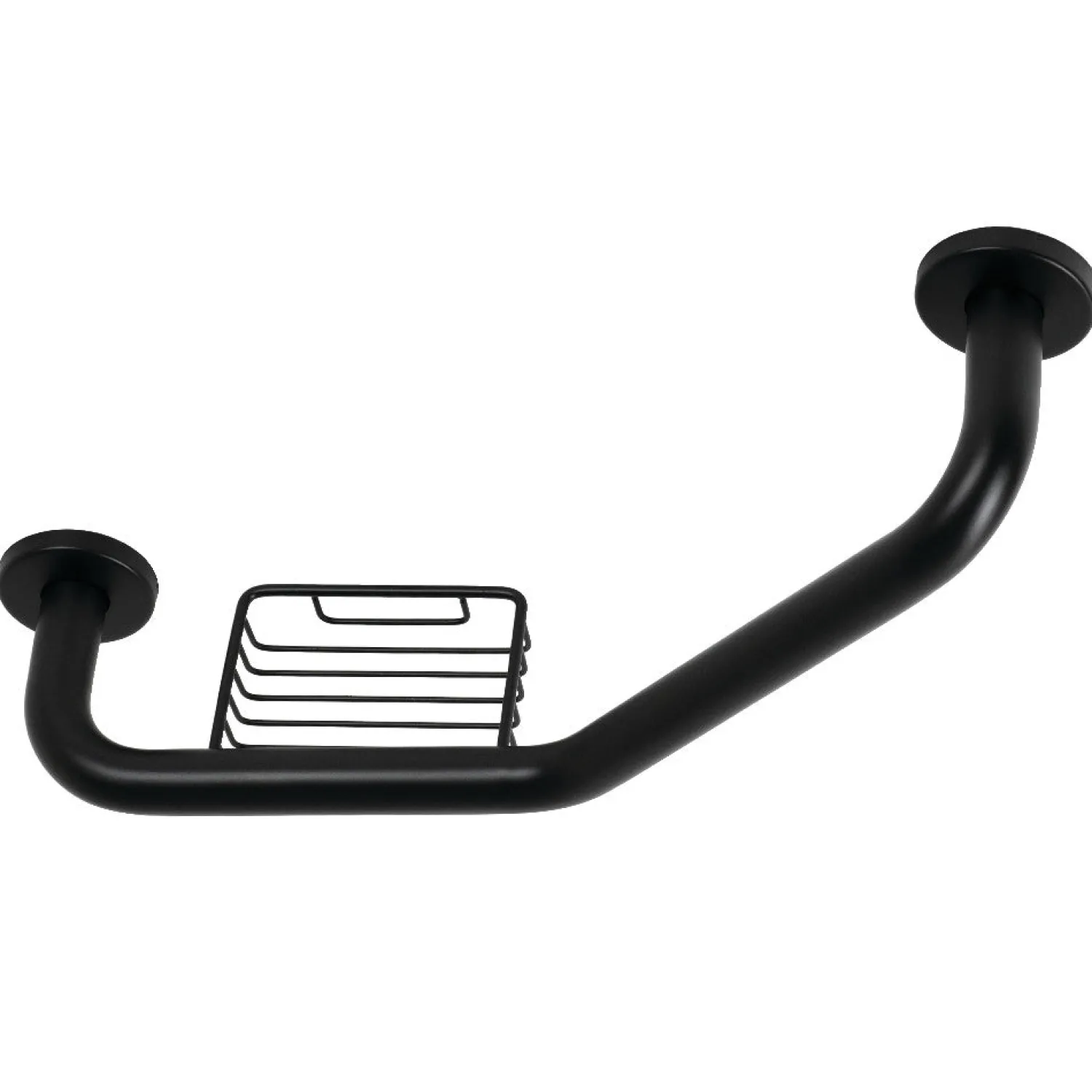 Clearance Meridian 10" x 12" Angled Grab Bar with Soap Dish in Matte Black Grab Bars