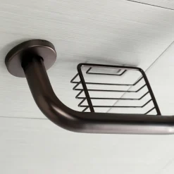 Hot Meridian 10" x 12" Angled Grab Bar with Soap Dish in Oil Rubbed Bronze Grab Bars