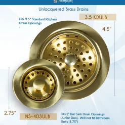 Hot 2 3/4" Bar Sink Drain in Unlacquered Brass Sink Drains, Disposer Flanges & Air Gaps|Bar Sink Drains