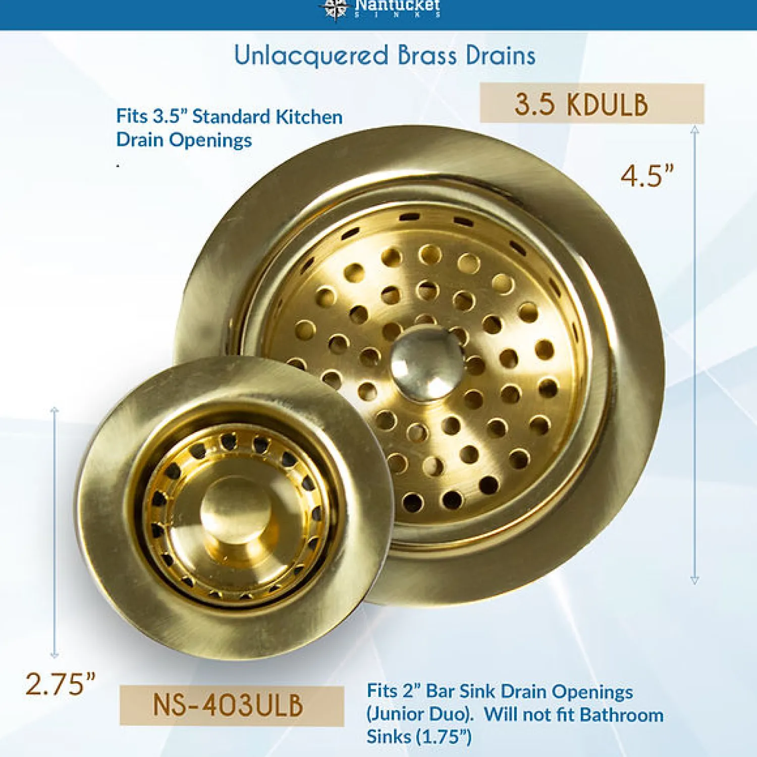 Hot 2 3/4" Bar Sink Drain in Unlacquered Brass Sink Drains, Disposer Flanges & Air Gaps|Bar Sink Drains
