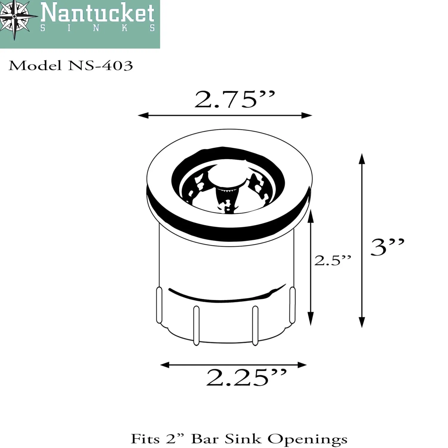 Online 2 3/4" Bar Sink Drain in Ventian Bronze Sink Drains, Disposer Flanges & Air Gaps|Bar Sink Drains