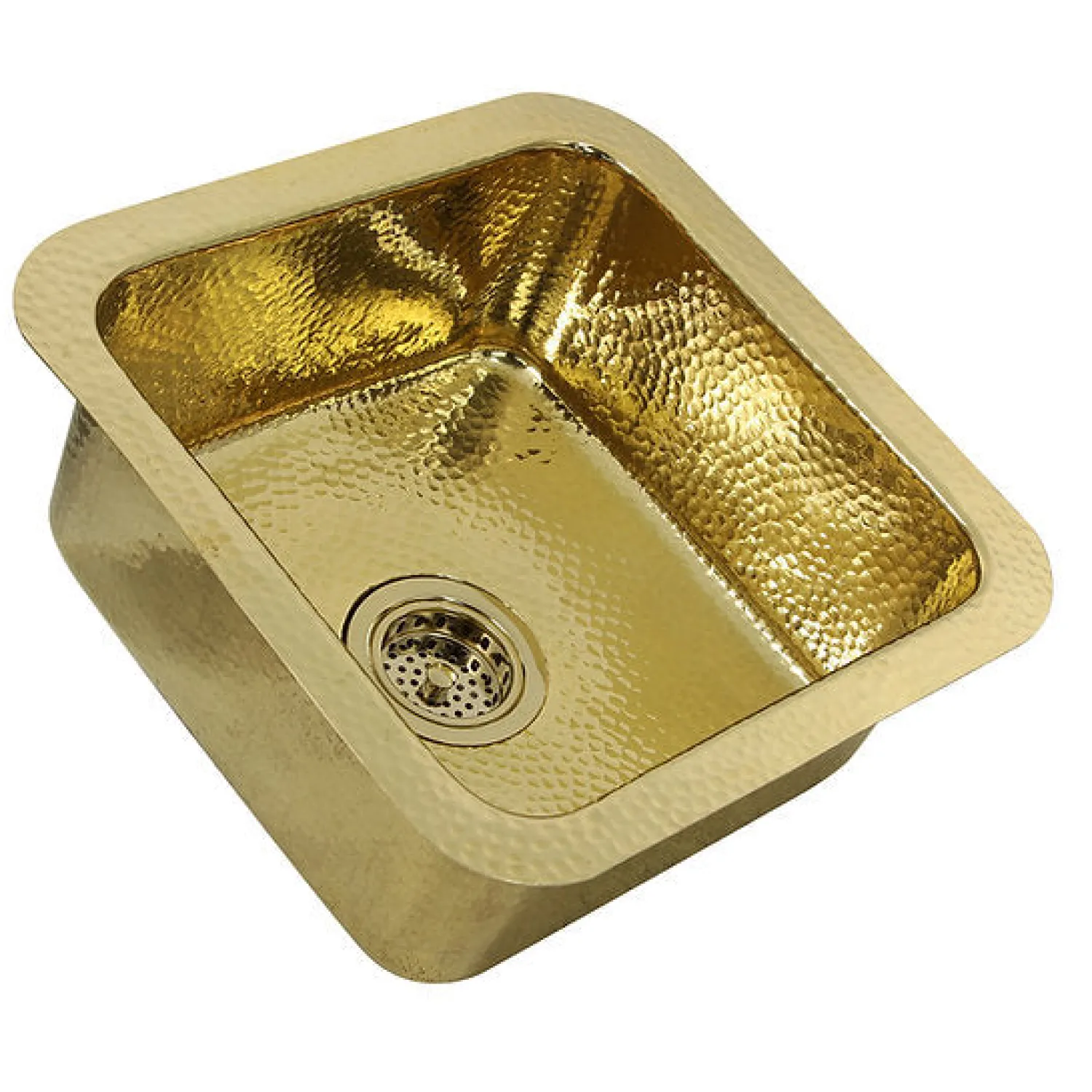 Outlet Bright Hammered Brass 17" Undermount Bar Sink Single Bowl Sinks|Undermount Sinks