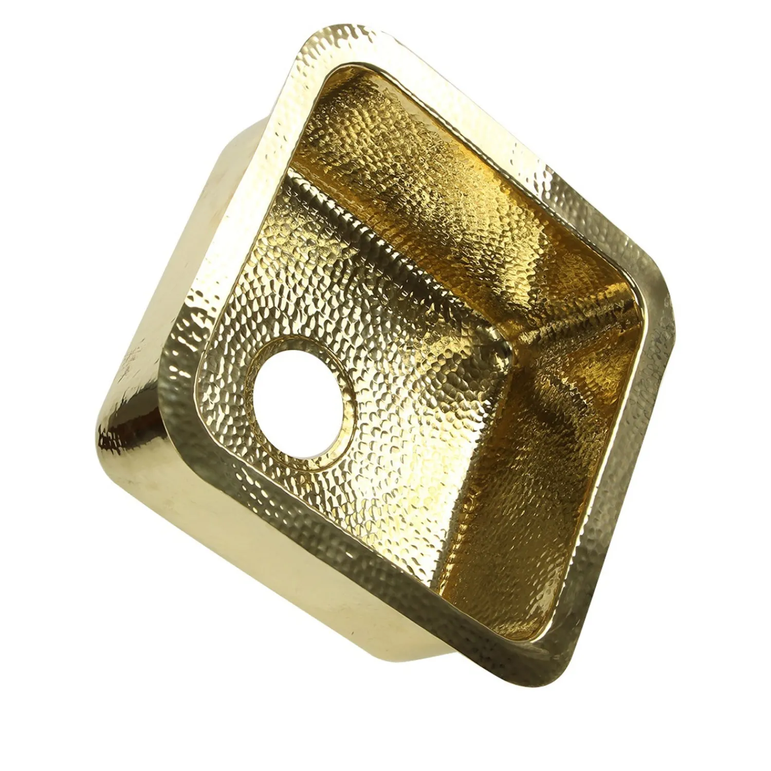 Outlet Bright Hammered Brass 17" Undermount Bar Sink Single Bowl Sinks|Undermount Sinks