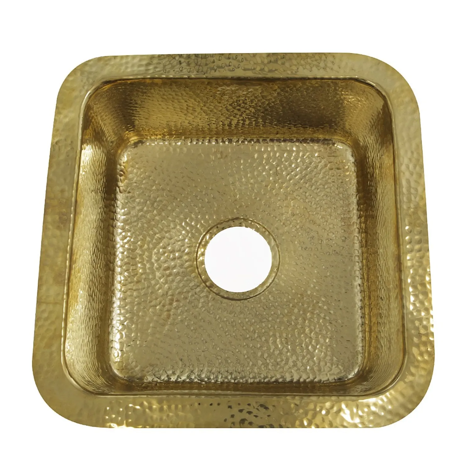 Outlet Bright Hammered Brass 17" Undermount Bar Sink Single Bowl Sinks|Undermount Sinks