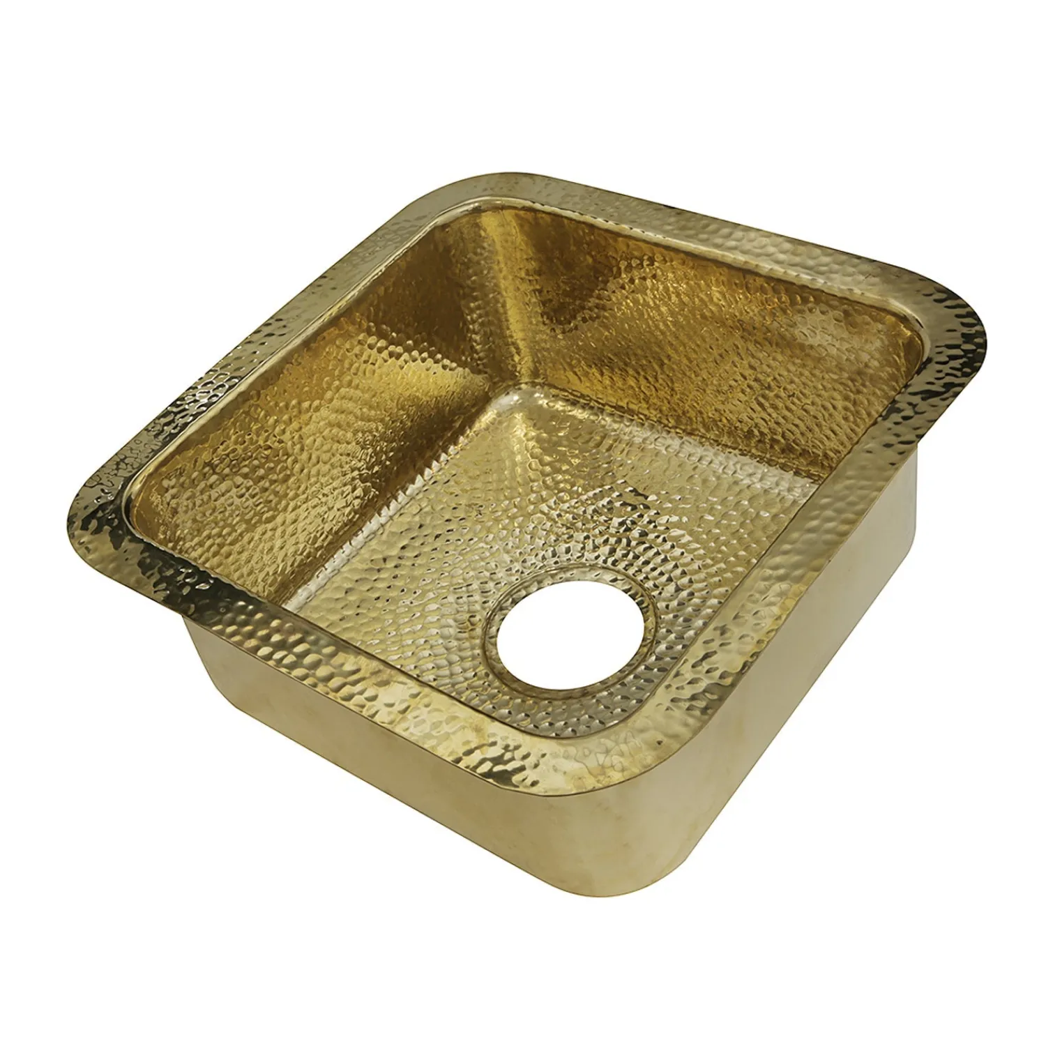 Outlet Bright Hammered Brass 17" Undermount Bar Sink Single Bowl Sinks|Undermount Sinks