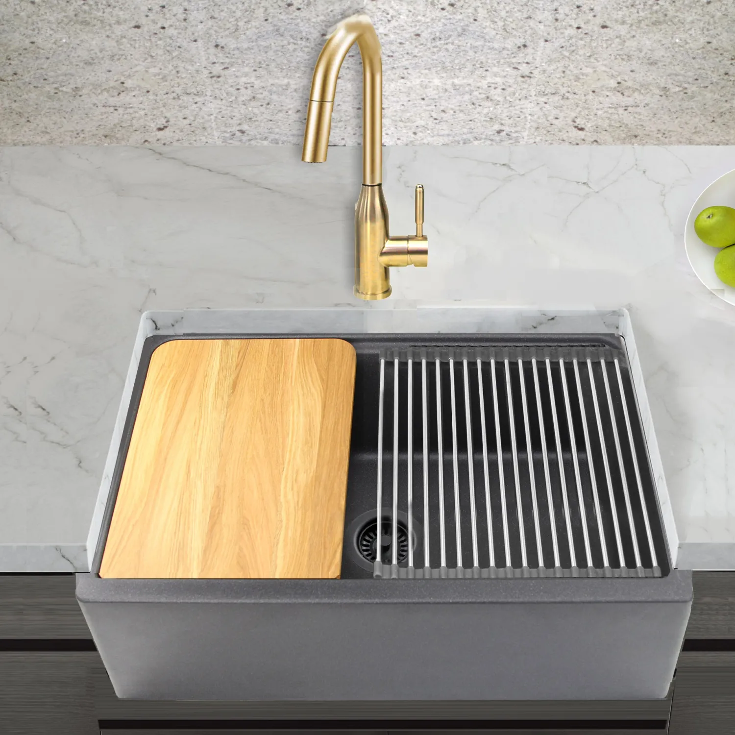 Best 30" Composite Farmhouse Sink | Metallic Black Single Bowl Sinks|Apron Front / Farmhouse Sinks