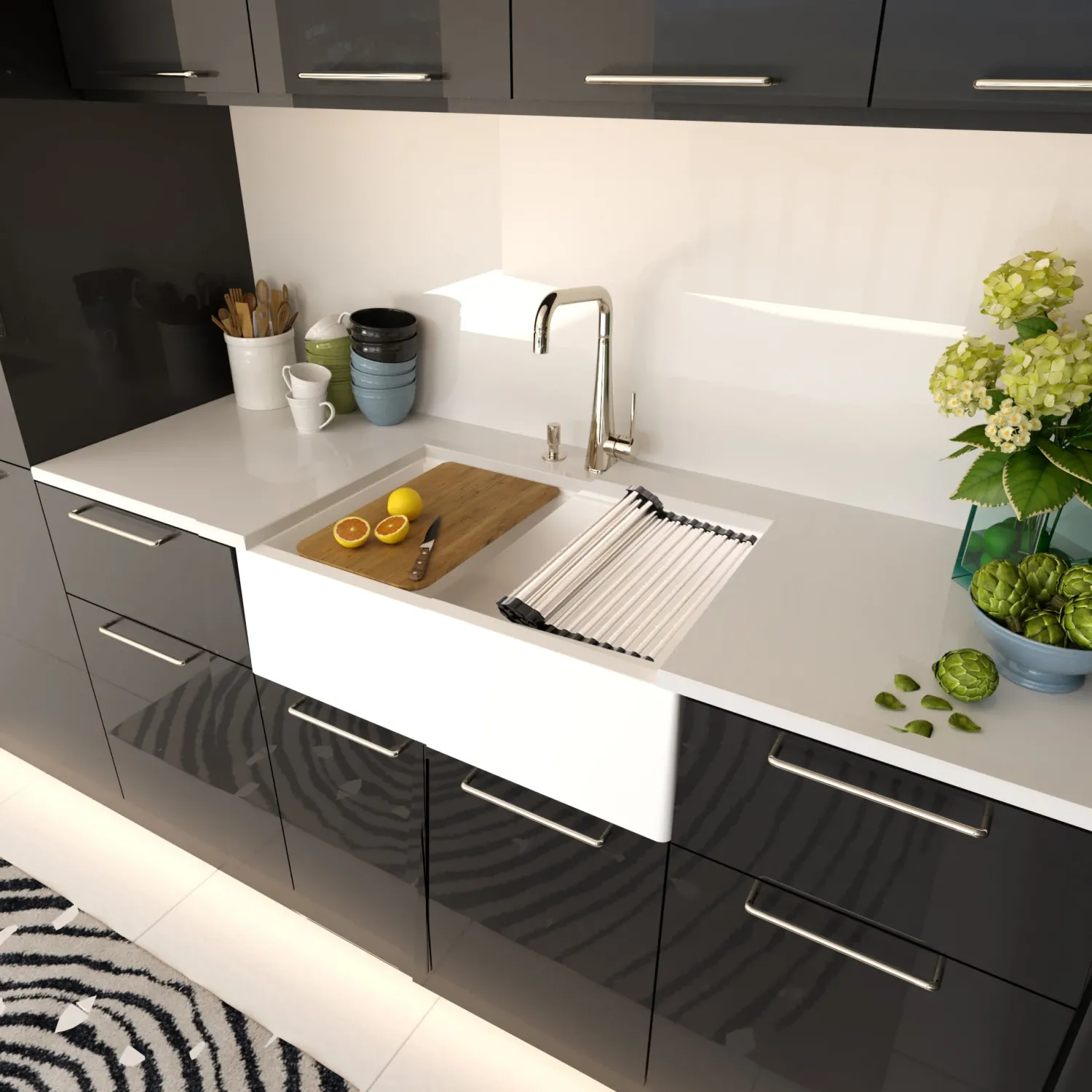 Discount 30" Composite Farmhouse Sink | White Single Bowl Sinks|Apron Front / Farmhouse Sinks