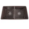 Sale 33" Double Bowl Coffee Brown Farmhouse Fireclay Kitchen Sink T-FCFS33CB-DBL Double Bowl Sinks|Apron Front / Farmhouse Sinks