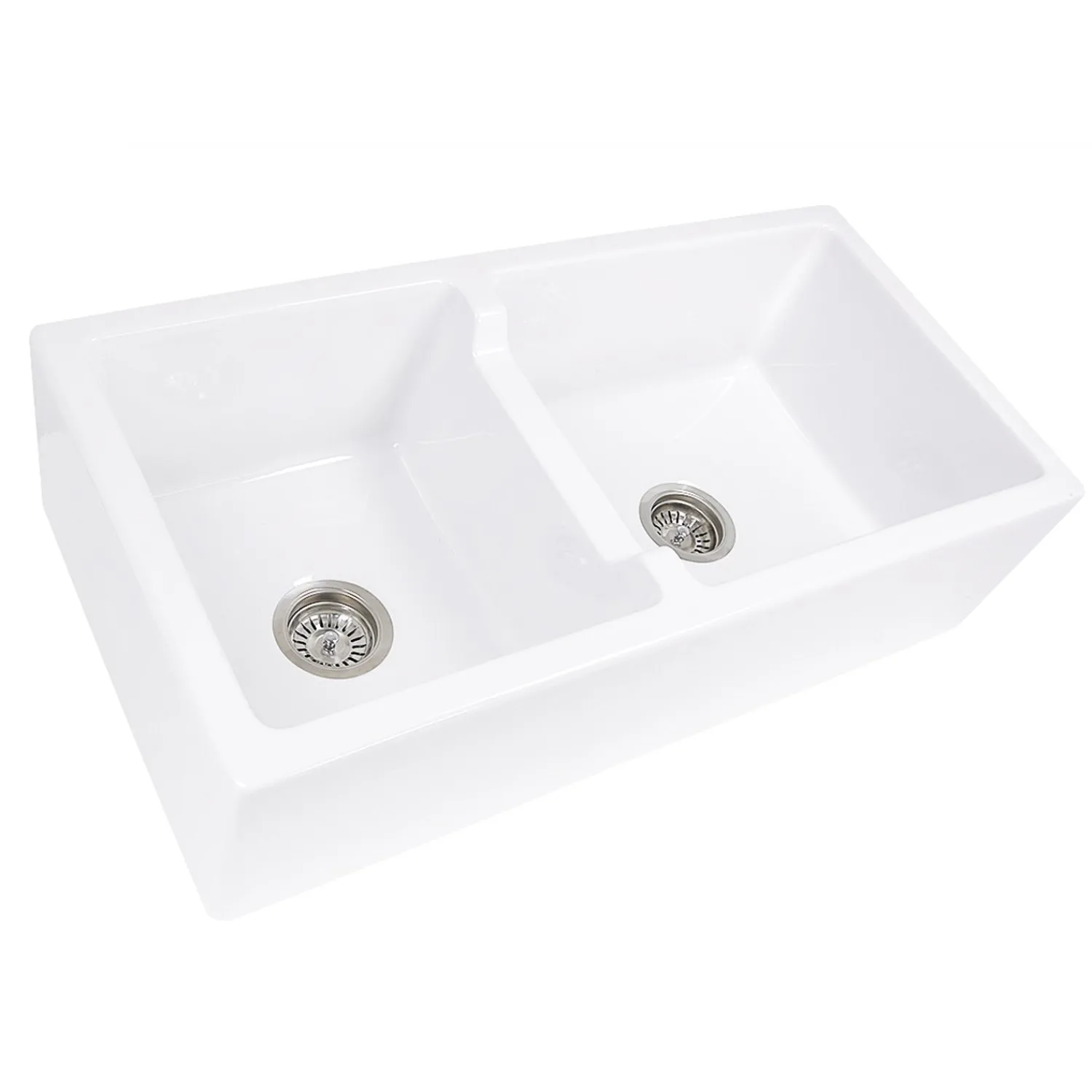 New 60/40 Double Bowl Farmhouse Apron Fireclay Sink Hyannis-36-DBL Double Bowl Sinks|Apron Front / Farmhouse Sinks