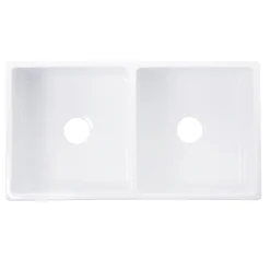 Best Double Bowl Farmhouse Fireclay Sink with Filigree Apron Double Bowl Sinks|Apron Front / Farmhouse Sinks