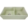 New Double Bowl Farmhouse Fireclay Sink with Shabby Green Finish Double Bowl Sinks|Apron Front / Farmhouse Sinks