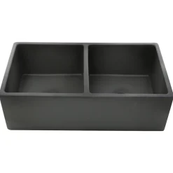Clearance Double Bowl Farmhouse Fireclay Sink with Concrete Finish Double Bowl Sinks|Apron Front / Farmhouse Sinks