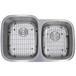 Hot 60/40 Double Bowl 16 Gauge Kitchen Sink with Cutting Board, Grids and Colander Drains Stainless Steel Sinks|Double Bowl Sinks